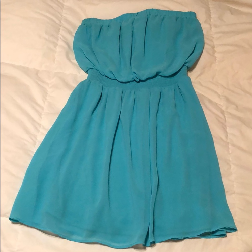 Express bright teal mini tube dress